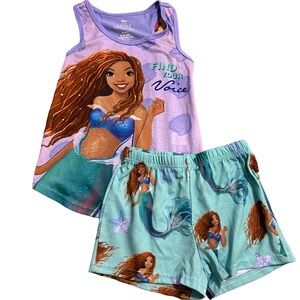 Disney The Little Mermaid live action movie pajama shorts set size 6-6X
